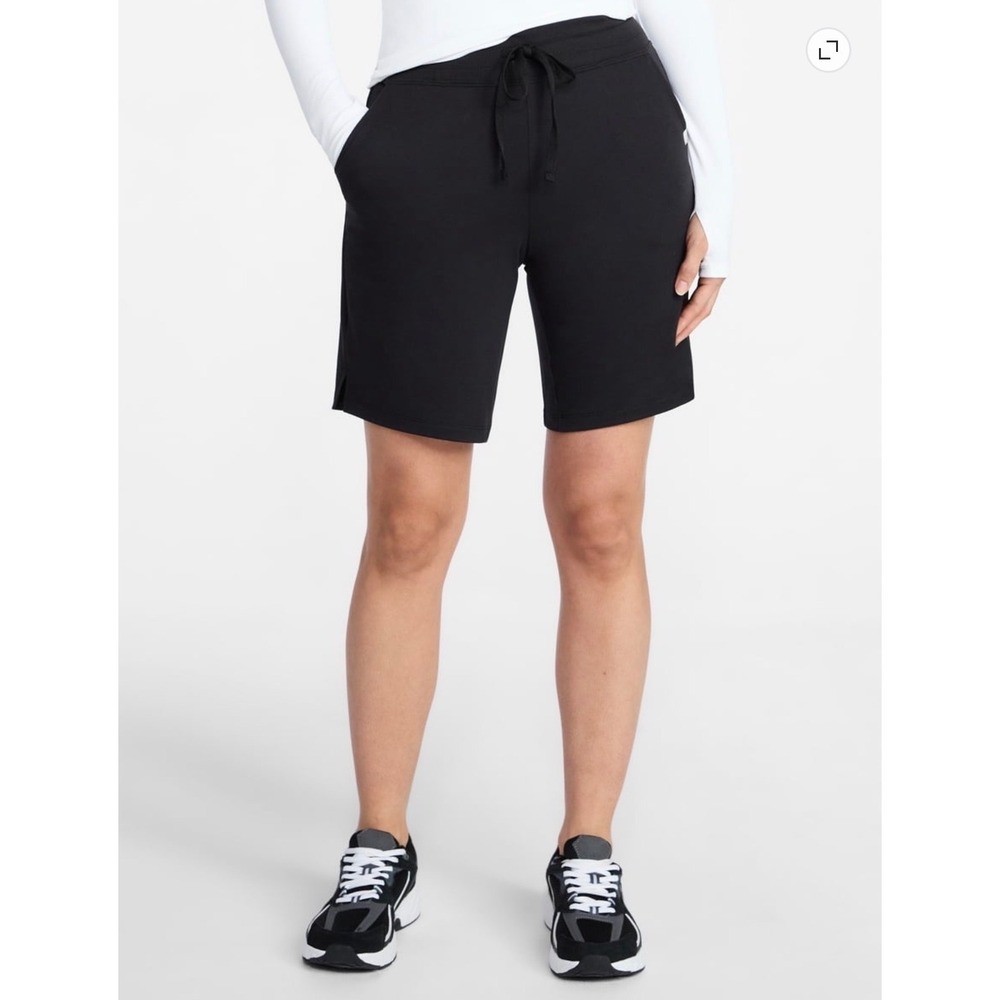 Athletic Works Womens XS 0-2 Black French Terry Bermuda Shorts Drawstring NWT